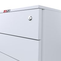 white mobile pedestal lock