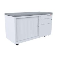white mobile caddy left hand full cushion top