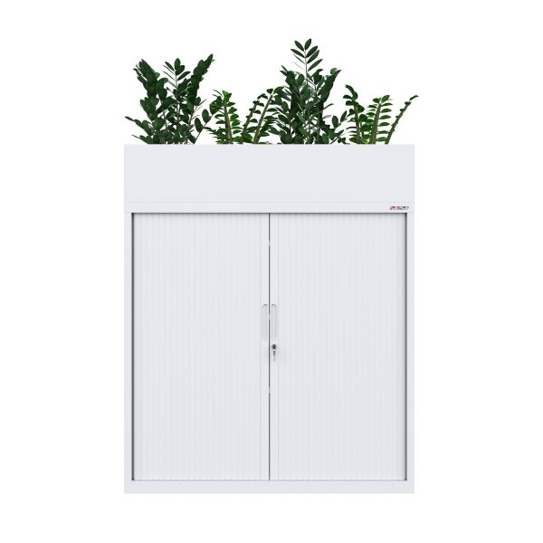 AusFile-Tambour-Planter white tambour cabinet with planter box